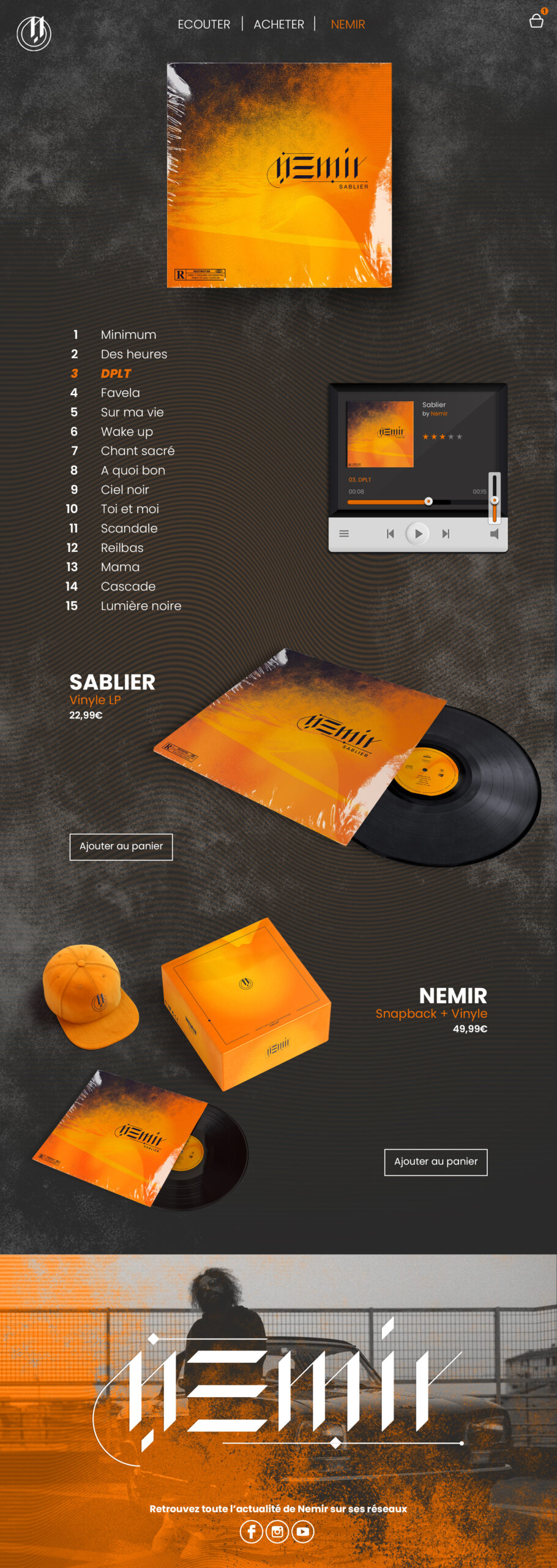 Nemir sablier landing page par Cabs art Graphiste à Besançon